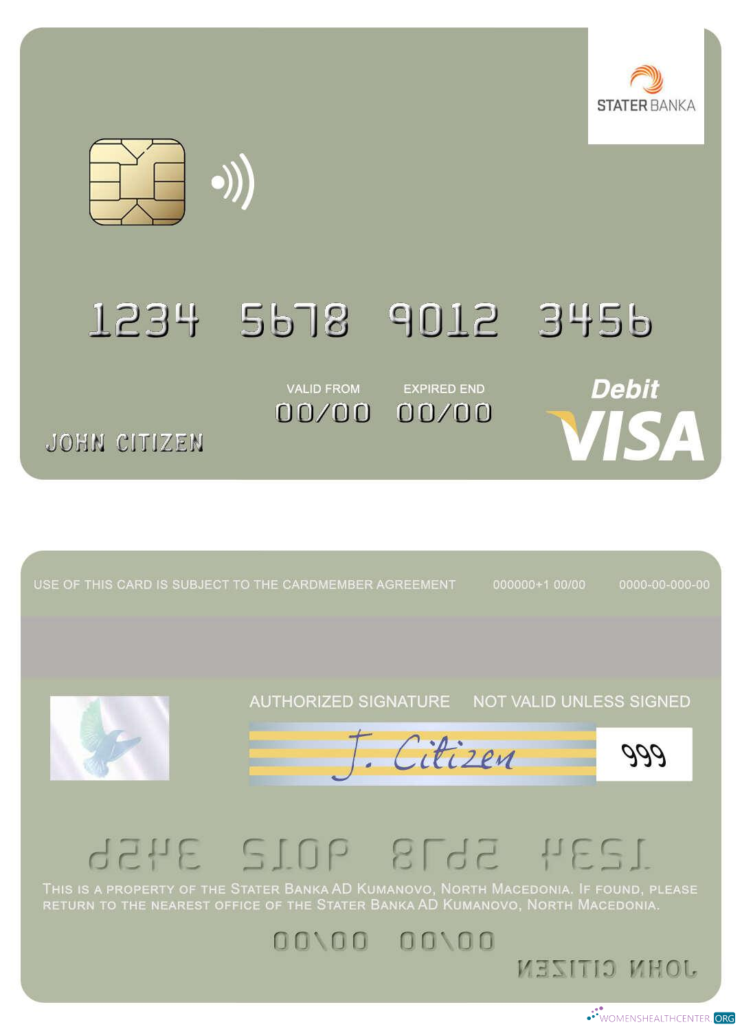 Download North Macedonia Stater Banka AD Kumanovo visa debit card Photoshop template